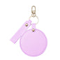 Zonyin LOW MOQ Customized Logo Round Pocket Cosmetic Mirror Pu Leather Portable Small Compact Makeup Mirror with Keychain