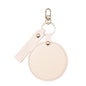 Zonyin LOW MOQ Customized Logo Round Pocket Cosmetic Mirror Pu Leather Portable Small Compact Makeup Mirror with Keychain