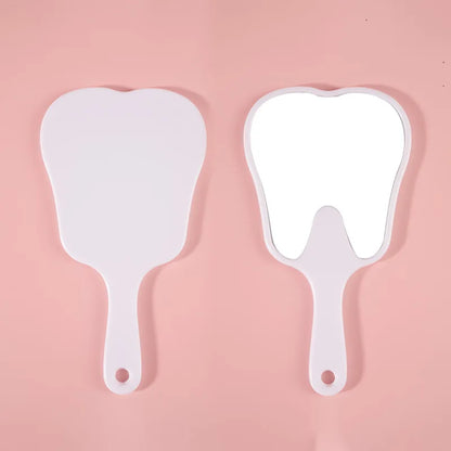 Zonyin Custom Logo Small Plastic Cute Tooth Shape Handheld Mirror Portable Compact Small Vintage Pocket Mirror for Gift
