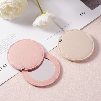 Zonyin New Arrival PU Leather Portable Rotating Makeup Mirror Custom Round Double-sided Magnification Pocket Mirror for Travel