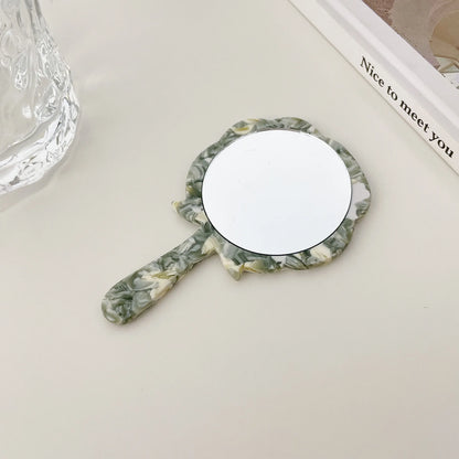 Zonyin Wholesale Rose Handheld Acetate Makeup Mirror Portable Compact Small Travel Mirror Acetate Beauty Salon Cosmetic Mirror