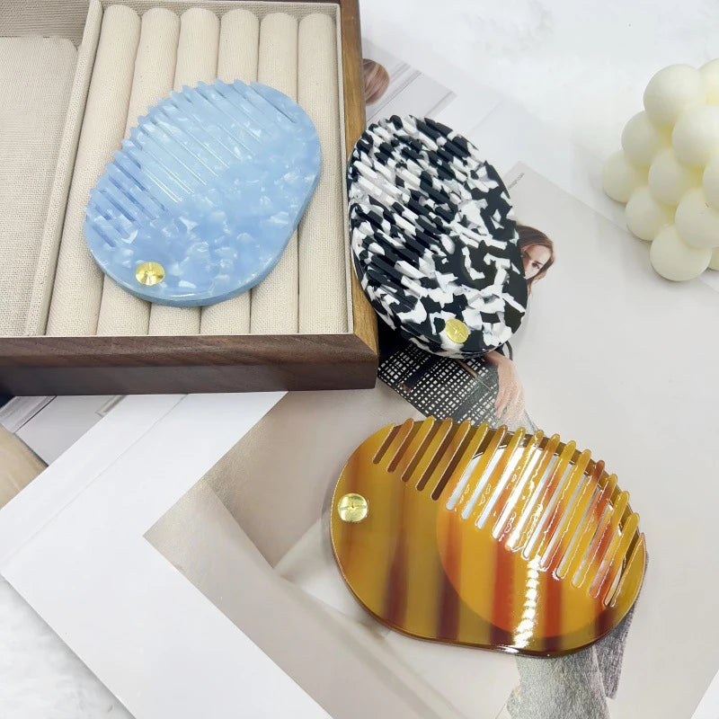 Zonyin Custom Logo High Quality Acetate Pocket Mini Cosmetic Mirror Portable Makeup Small Travel Mirror With Comb for Women