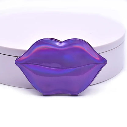 Zonyin Wholesale Personalized Custom Glittery Leather Lip Shaped Small Compact Pocket Makeup Mirror With Logo