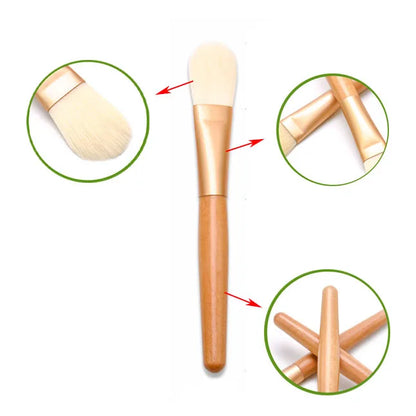 Zonyin Wholesale Customized Logo Wooden Foundation Face Facial Mask Brush BB Cream Mask Cosmetic Makeup Brush