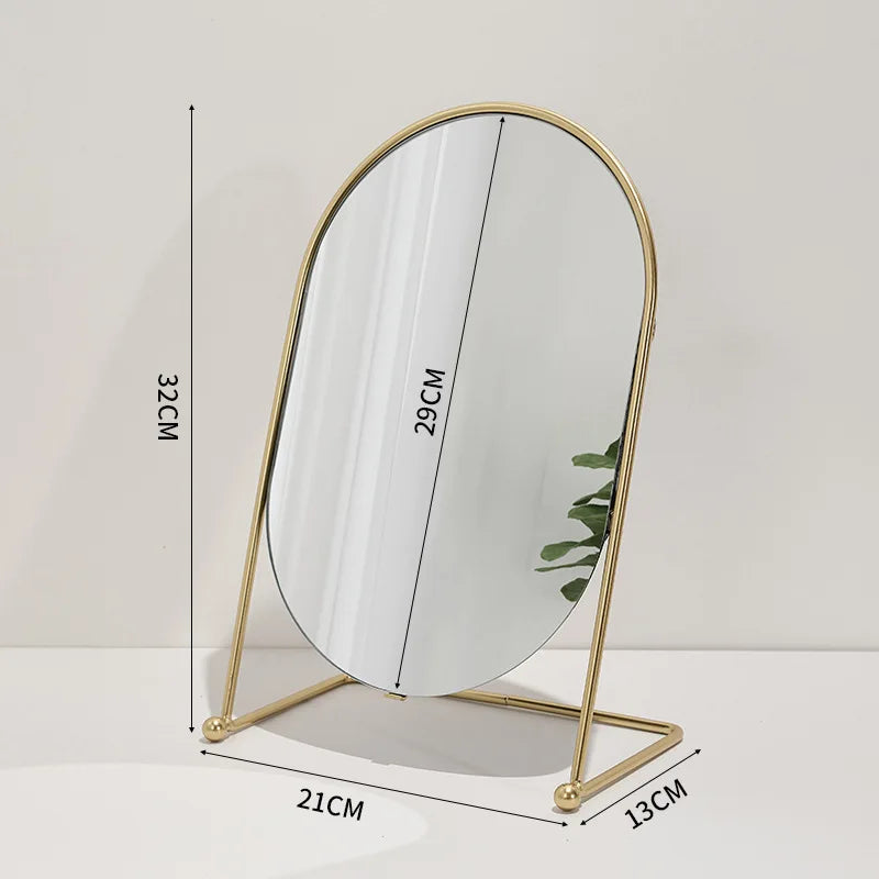 Zonyin Desktop Oval Rotating 360 Makeup Mirror Ins Style Dressing Table Mirror High Aesthetic Bedroom Vanity Mirror