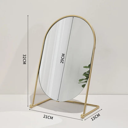 Zonyin Desktop Oval Rotating 360 Makeup Mirror Ins Style Dressing Table Mirror High Aesthetic Bedroom Vanity Mirror