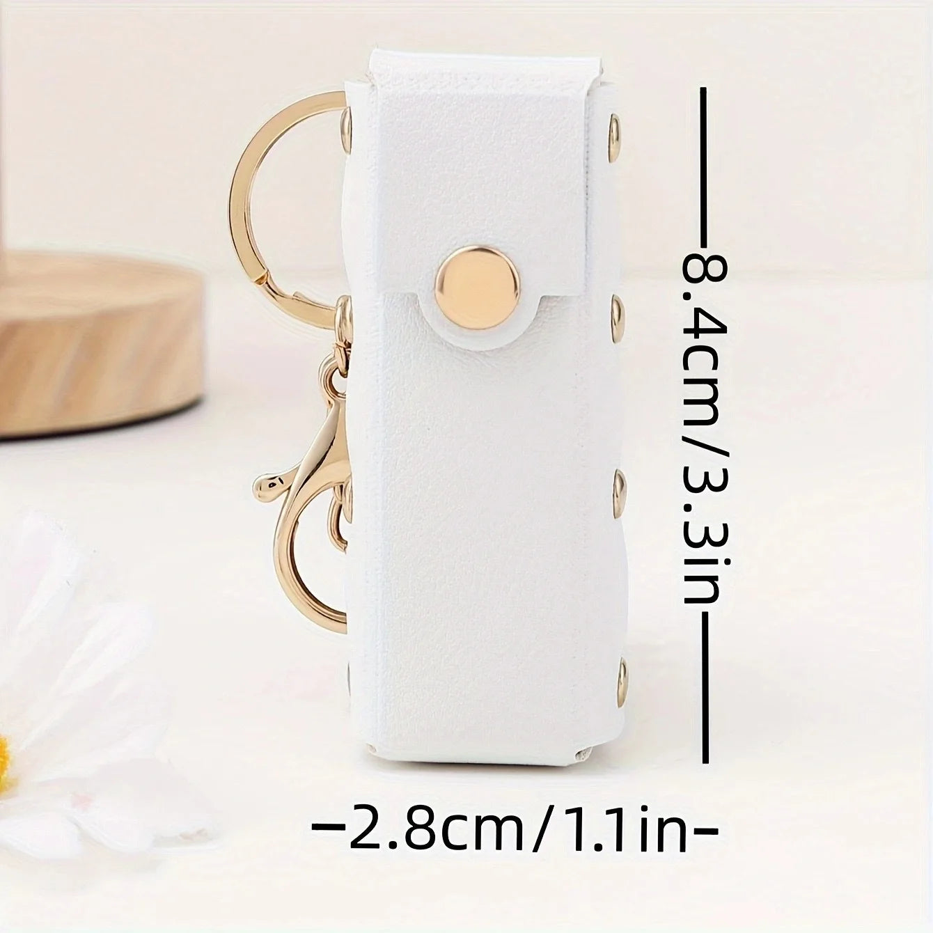 Zonyin PU Leather Flower Shaped Portable Mini Makeup Mirror With Lipstick Holder for Women Cosmetic Mirror Keychain  Accessories