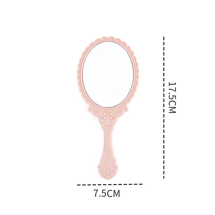 Zonyin Hot Sales European Vintage Travel Makeup Compact Hand Mirror Gold Black Pink Handheld Cosmetic Mirror With Handle