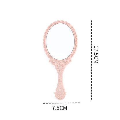 Zonyin Hot Sales European Vintage Travel Makeup Compact Hand Mirror Gold Black Pink Handheld Cosmetic Mirror With Handle