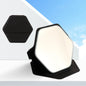 Zonyin New Hexagonal Shape Portable Desktop Small TravelMirror Custom Logo Folding PU Leather Pocket Standing Mirror for Women
