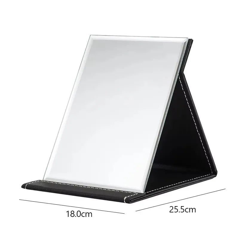Factory Direct Silver Finish Foldable Square Glass Frame Cosmetic Mirror with Magnifying Feature for Desktop Use