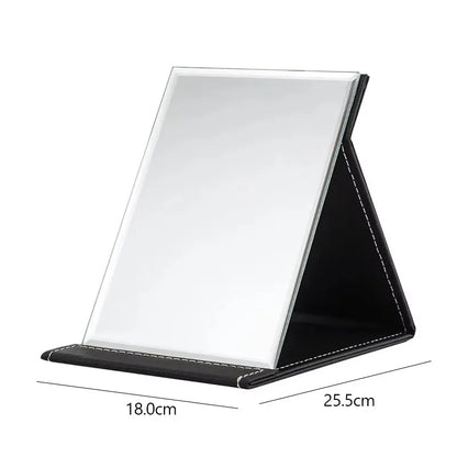 Factory Direct Silver Finish Foldable Square Glass Frame Cosmetic Mirror with Magnifying Feature for Desktop Use