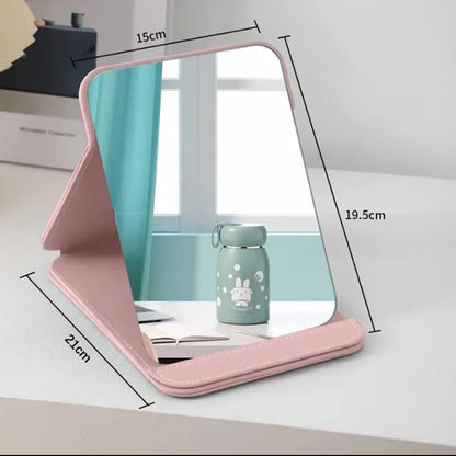 Zonyin Hot Sales Big Black White Pink Folding Travel Mirror PU Portable Adjustable Rectangular Large Vanity Mirror for Travel