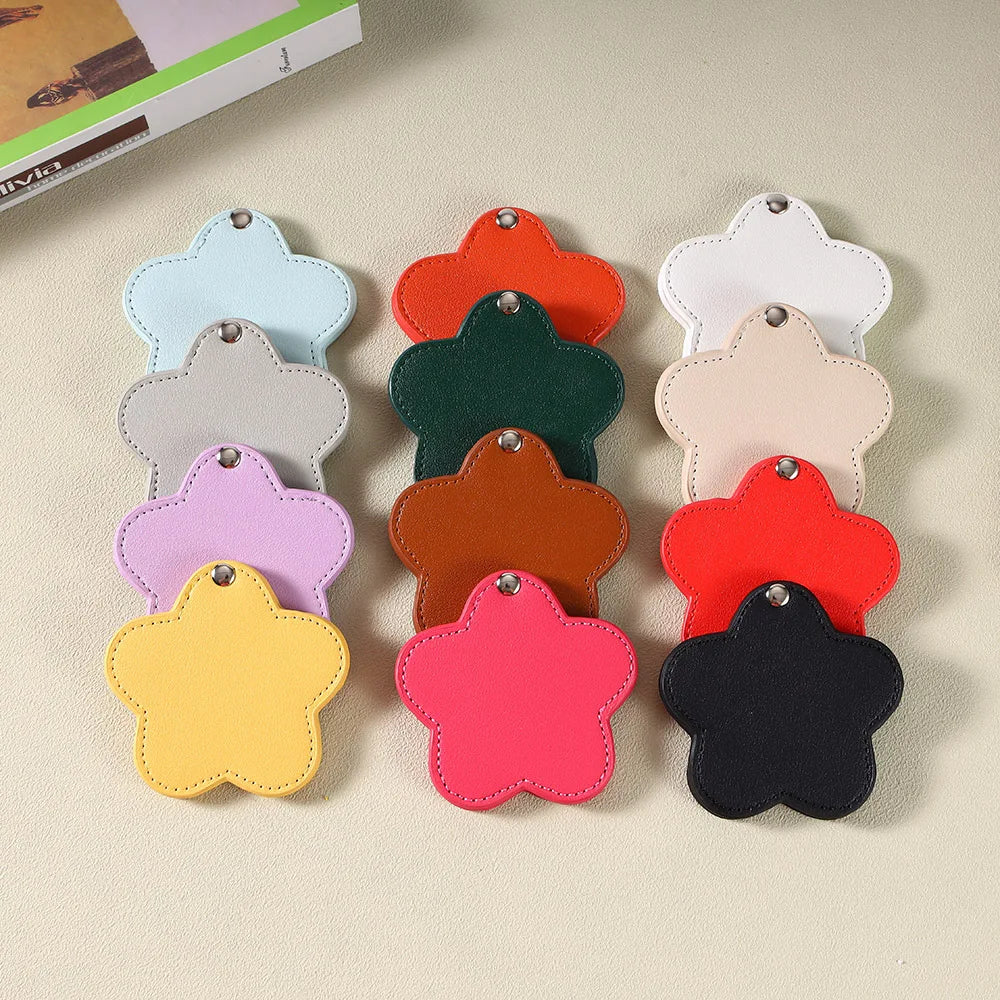 Zonyin Portable Gold Shiny Star-Shaped Compact Mirror Custom Silver Pu Leather Small Travel Cosmetic Mirrors with Private Logo