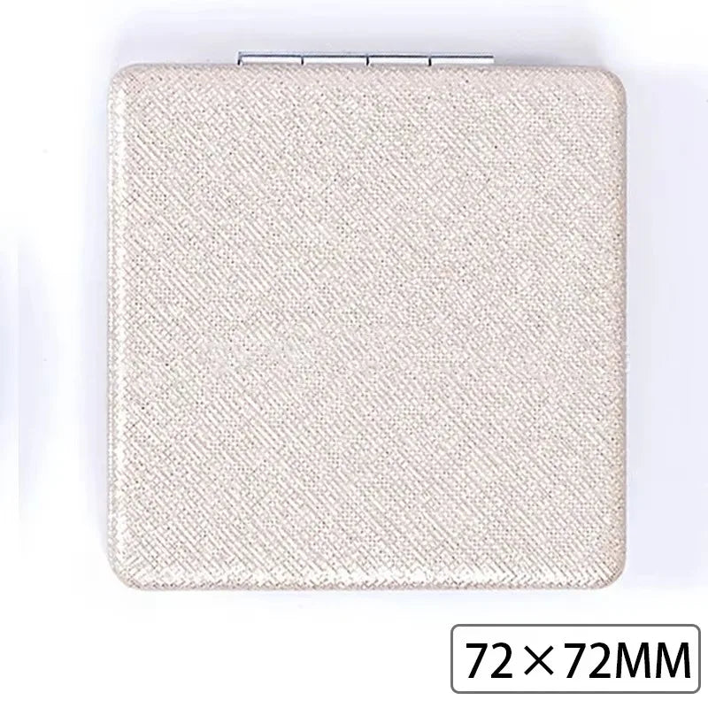 Zonyin Cute Portable Round PU Leather Folding Mirror Shiny Heart Shape 2X Double Sided Pu Pocket Makeup Mirror with Custom Logo