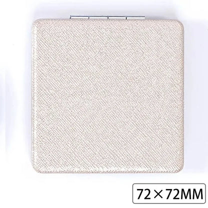 Zonyin Cute Portable Round PU Leather Folding Mirror Shiny Heart Shape 2X Double Sided Pu Pocket Makeup Mirror with Custom Logo
