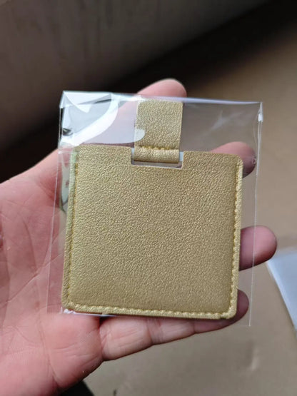 Zonyin Promotion Gift Cheap Square Shaped Pu Leather Small Mirror No Break Stainless Steel Metal Pocket Mirror with Custom Logo