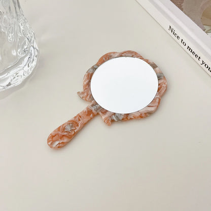 Zonyin Wholesale Rose Handheld Acetate Makeup Mirror Portable Compact Small Travel Mirror Acetate Beauty Salon Cosmetic Mirror