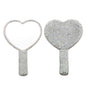 Zonyin Custom Logo Heart Shape Diamond Handheld Makeup Mirror Custom Hand Held Portable Private Label Round Makeup Mirror