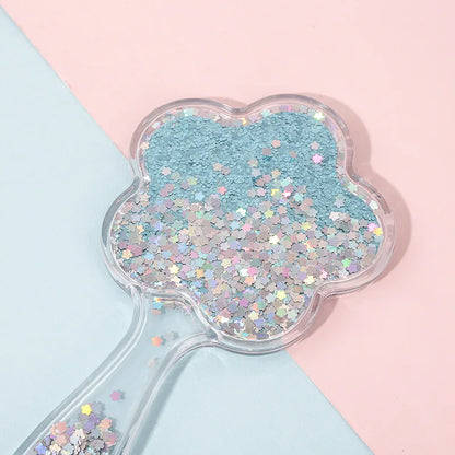 Zonyin Cute Flower-Shaped Handheld Makeup Mirror Novelty Quicksand Glitter Hand Mirror Portable Beauty Tool for Gifts