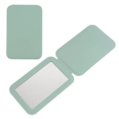 Zonyin Custom Portable Makeup Mirror Foldable Solid Color PU Leather Simple Mini Compact Cute Pocket Mirror for Woman Girls Gift