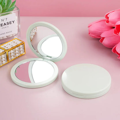 Zonyin Custom logo Round Double-Sided Folding Pocket Mirror Mini Compact pink Cosmetic Travel Mirror with 2x Magnification