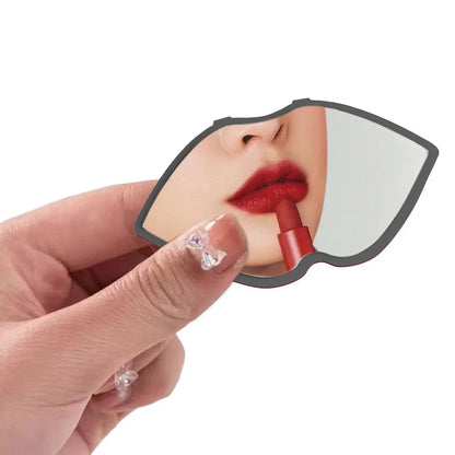Zonyin Hot Selling Lip Pu Leather Foldable Makeup Mirror Stainless Steel HD Portable Small Pocket Mirror for Promotions Gift