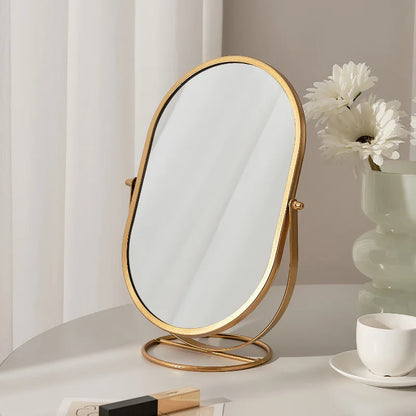 Zonyin Desktop Oval Rotating 360 Makeup Mirror Ins Style Dressing Table Mirror High Aesthetic Bedroom Vanity Mirror