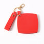 Zonyin New Custom Logo Rotatable Square Makeup Mirror Pu Leather Pocket Mirror Compact Cosmetic Travel Mirror With Keychain