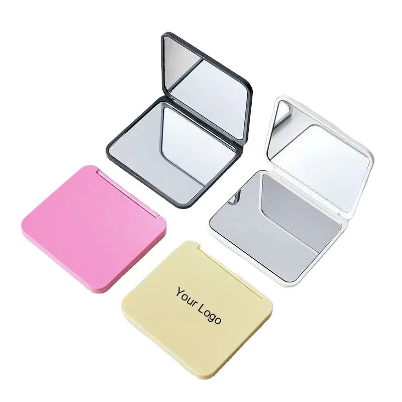 Zonyin Custom Logo Double Sided Square Small Mirror Portable Folding Travel Compact Makeup Pocket Mirror for Girl Women Gifts