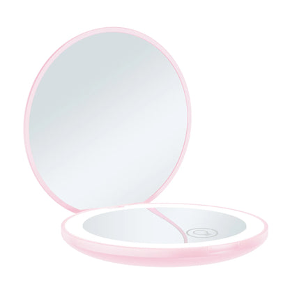 Zonyin Round 10X Magnifying Led Portable Cute Makeup Mirror Vanity Mirror With Lights Compact Pocket Make up Mirror with Logo