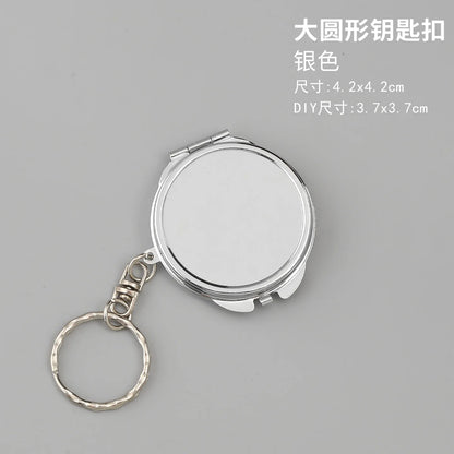 Zonyin Metal Keychain Mirror Creative Double Sided Folding Pocket Mirror Mini Gift Cosmetic Mirror with Ring for DIY Crafts