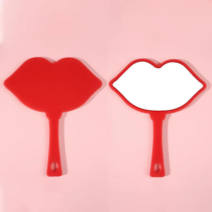 Zonyin Hot Sale Custom logo Large Handheld Mirror Lip Design Portable Plastic Personalized Hand Cosmetic Makeup Mirror for Girls