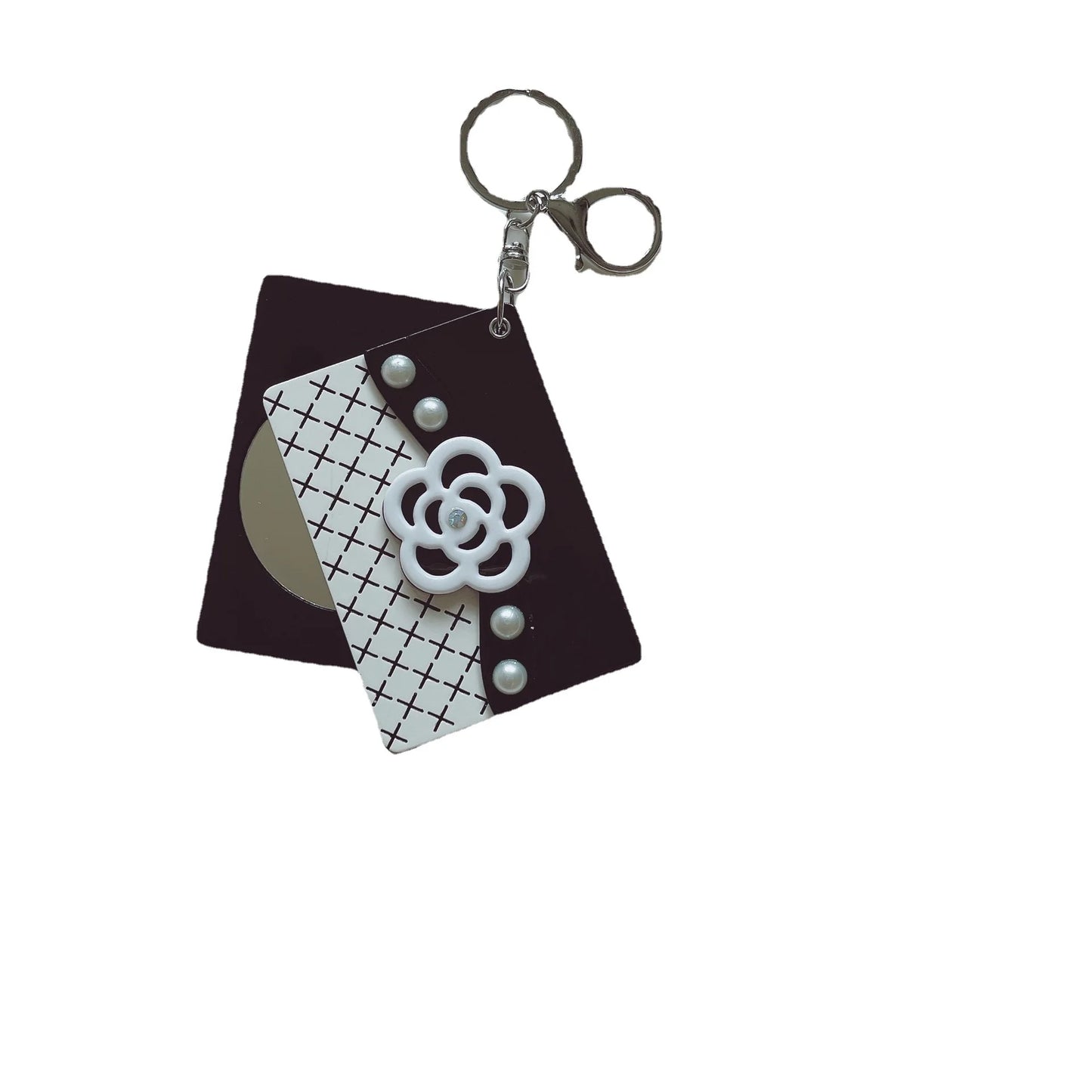 Zonyin Hot Selling Acetate Portable Small Makeup Mirror Key Chain Bag Pendant Accessories Wholesale for Girls Gift
