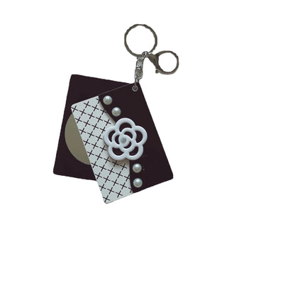 Zonyin Hot Selling Acetate Portable Small Makeup Mirror Key Chain Bag Pendant Accessories Wholesale for Girls Gift