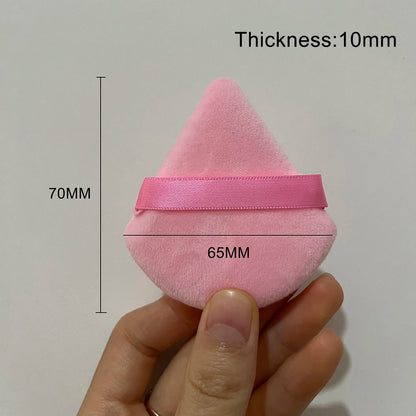 Zonyin Wholesale Super Soft Velour Triangle Powder Puff Custom Logo Label Makeup Puffs Velvet Face Cosmetic Puff for Women