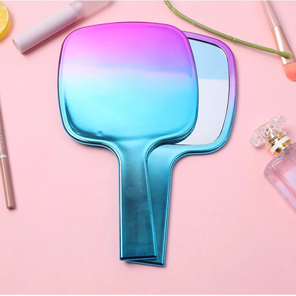 Zonyin New Square Electroplated Gradient Color Cosmetic Mirror Large Size Plastic Handheld Makeup Mirror with Printed Logo