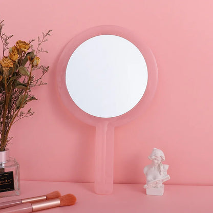 Zonyin New Round Double-sided Hand-held Travel Mirror Wholesale Makeup Mirror Portable Magnifying Glass Vanity Cosmetic Mirror
