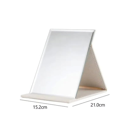 Factory Direct Silver Finish Foldable Square Glass Frame Cosmetic Mirror with Magnifying Feature for Desktop Use