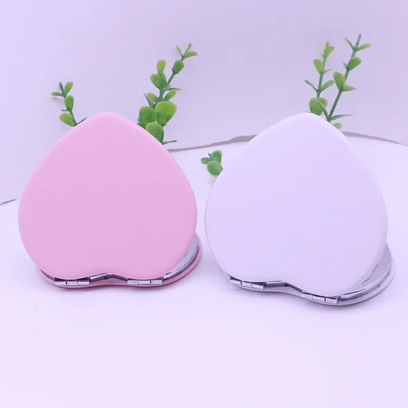 Zonyin Hot Selling PU Makeup Mirror Mini Compact Pocket Travel Gift Different Shape Size Personalized Heart Mini Compact Mirror
