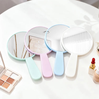 Zonyin New Shiny Quicksand Portable Handheld Makeup Mirror Plastic Round Cute Hand Makeup Mirror for Woman Girls