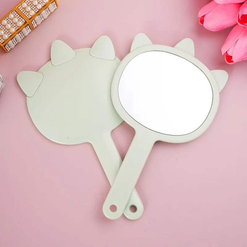 Zonyin Promotion Wholesale Custom Logo Handle Hand Cosmetic Mirror Cartoon Plastic Pocket Mirror Handheld Vanity Makeup Mirror