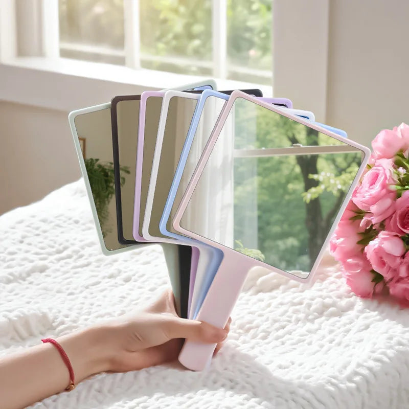 Zonyin New Arrival Large Size square Handheld Makeup Mirror 15*27cm Plastic Travel Mirror  with Custom Logo for Hair Salon