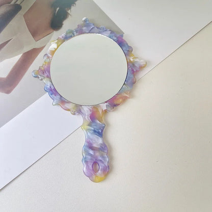 Zonyin Wholesale Diamond Pattern Acetate Makeup Mirror Portable Handle Handheld Cosmetic Mirror Colorful Women for Daily Use