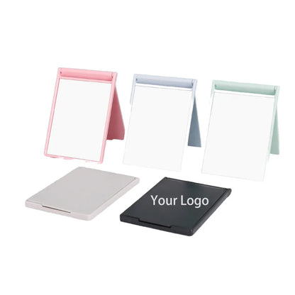 Zonyin High Quality Black Rectangle Folding Compact Travel Makeup Mirror Customizable Plastic Foldable Desktop Mirror for Women
