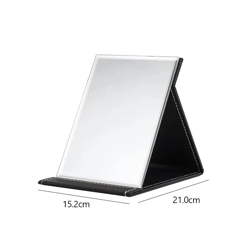 Factory Direct Silver Finish Foldable Square Glass Frame Cosmetic Mirror with Magnifying Feature for Desktop Use
