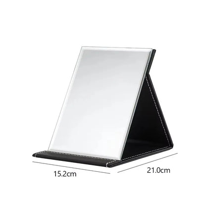 Factory Direct Silver Finish Foldable Square Glass Frame Cosmetic Mirror with Magnifying Feature for Desktop Use