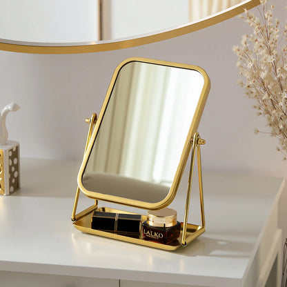 Zonyin Desktop Oval Rotating 360 Makeup Mirror Ins Style Dressing Table Mirror High Aesthetic Bedroom Vanity Mirror
