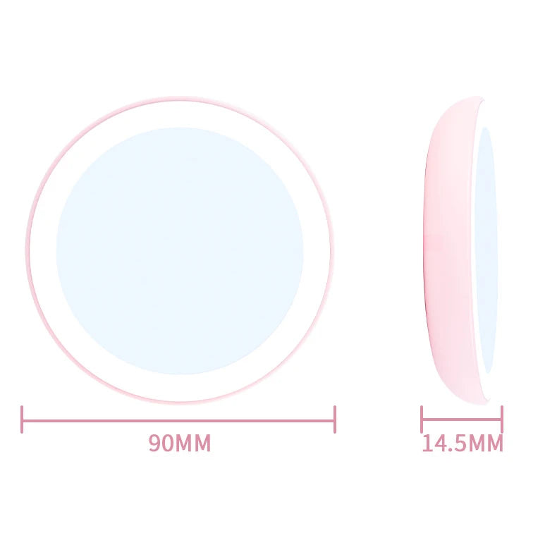 Zonyin Handed Mirror Personalized Single Side Pocket Makeup Mirror with LED Light ABS Plastic Design Compact Customized Logo