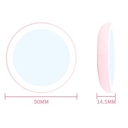 Zonyin Handed Mirror Personalized Single Side Pocket Makeup Mirror with LED Light ABS Plastic Design Compact Customized Logo